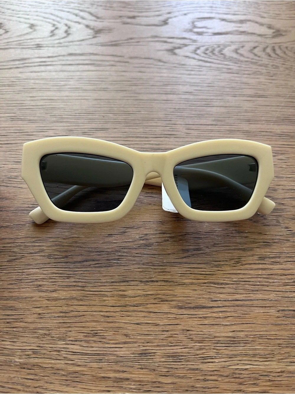 Anthropologie Cream Rectangular Cat-Eye Sunglasses